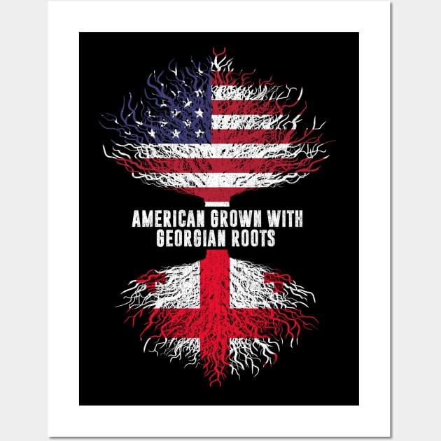 American Grown with Georgian Roots USA Flag Wall Art by silvercoin